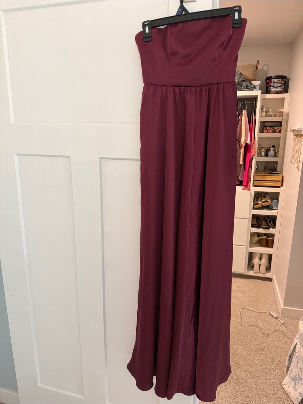 BHLDN Strapless Maxi Dress in Deep Burgundy
